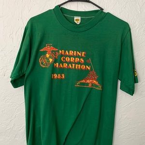 Vintage green race day T-shirt for 3rd marine corps marathon in 1983 size medium